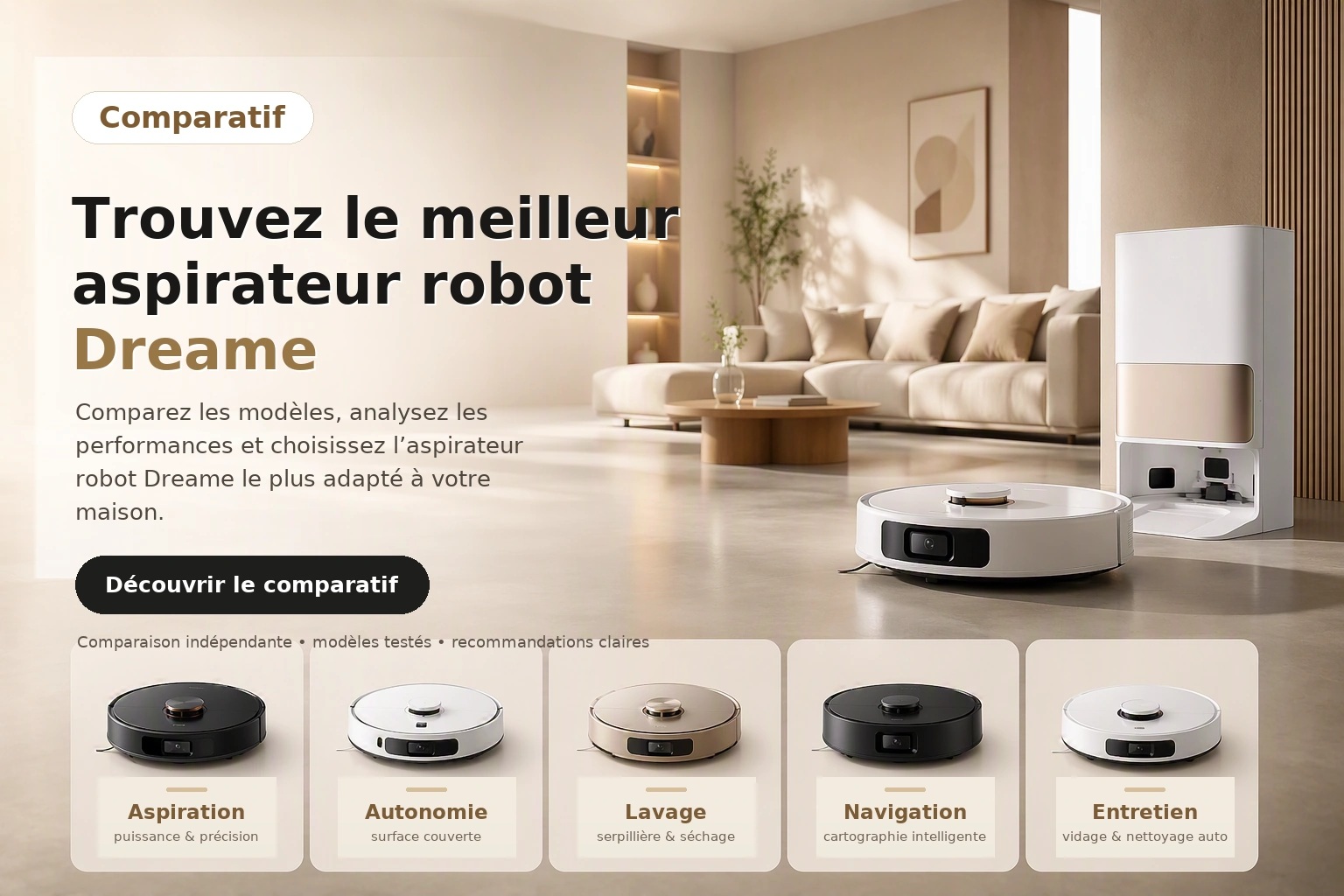 Comparatif des robots aspirateurs Dreame : trouvez le meilleur modèle pour votre maison